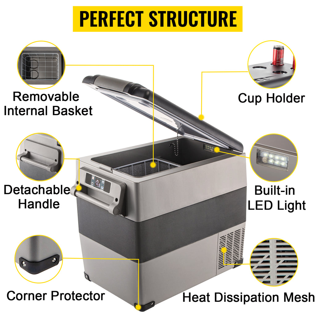 SucceBuy Portable Car Refrigerator & Freezer – 20L-55L, 12V/24V Compressor Cooler for Camping & Travel