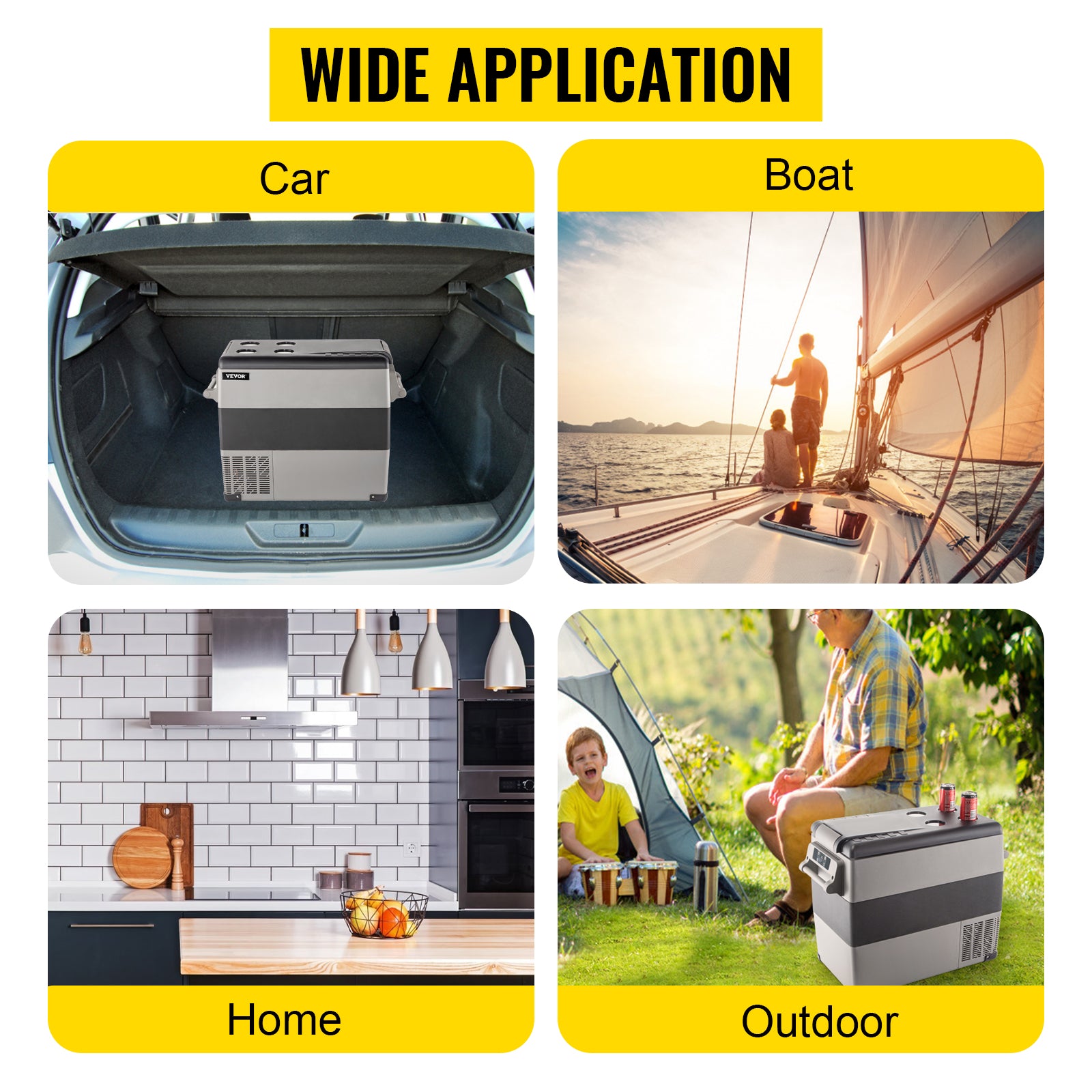 SucceBuy Portable Car Refrigerator & Freezer – 20L-55L, 12V/24V Compressor Cooler for Camping & Travel