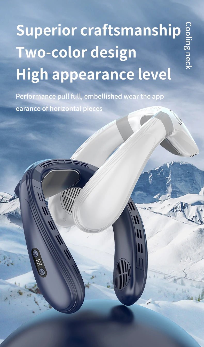 Portable Neck Fan 5200mAh — Rechargeable Semiconductor Cooling Wearable Neck Air Conditioner - Authority Asset Brand