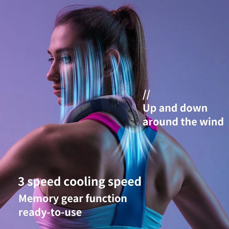 Portable Neck Fan 5200mAh — Rechargeable Semiconductor Cooling Wearable Neck Air Conditioner - Authority Asset Brand