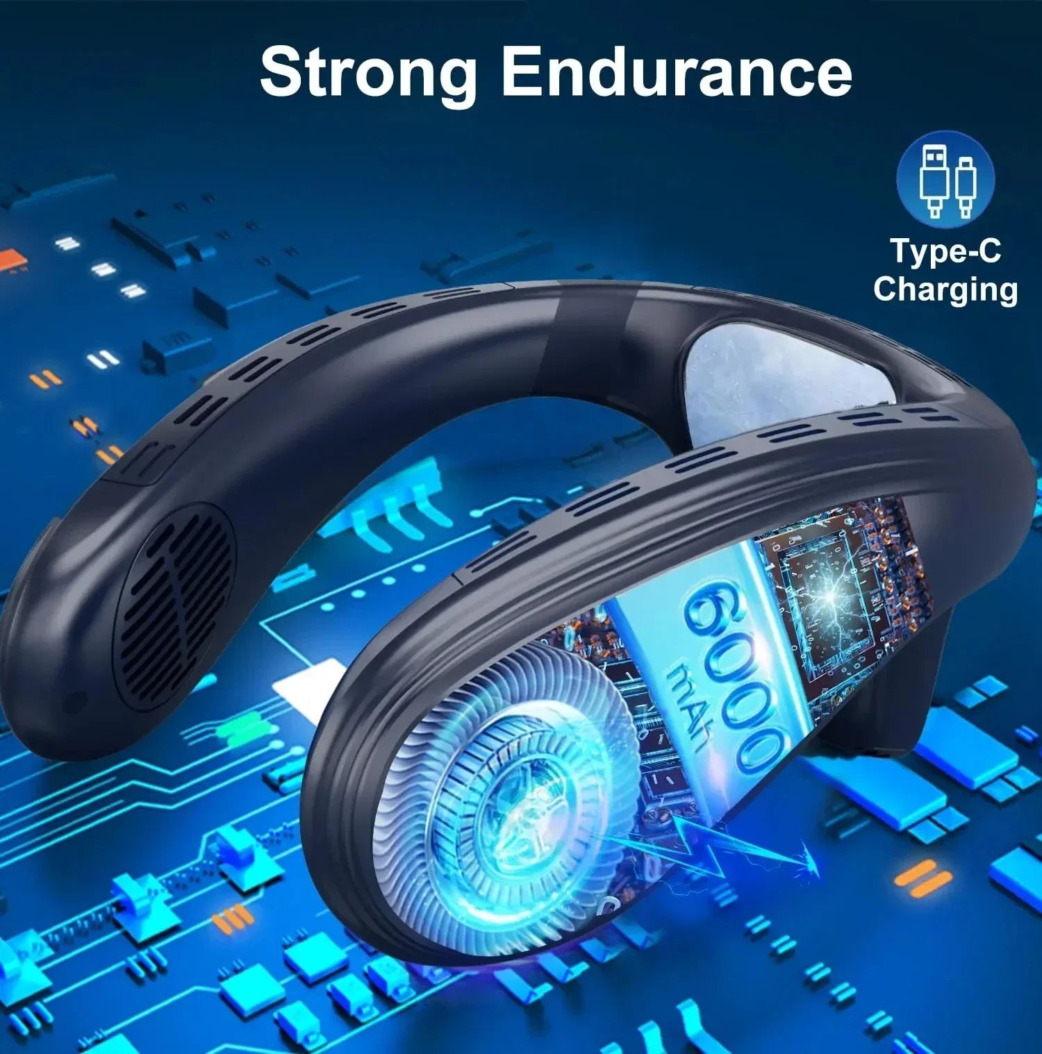Portable Neck Fan 5200mAh — Rechargeable Semiconductor Cooling Wearable Neck Air Conditioner - Authority Asset Brand