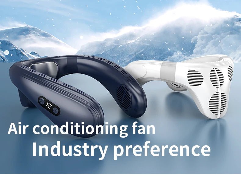 Portable Neck Fan 5200mAh — Rechargeable Semiconductor Cooling Wearable Neck Air Conditioner - Authority Asset Brand
