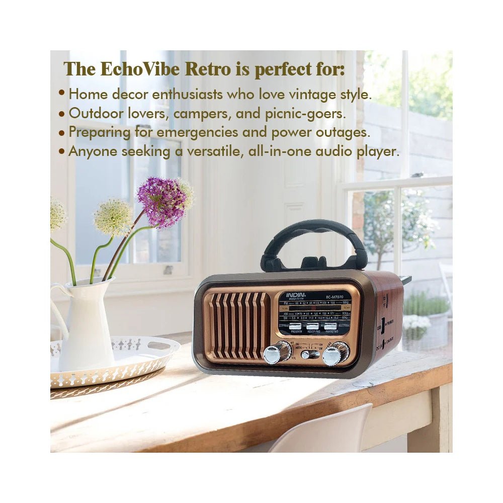 Portable Vintage Retro Radio — AM/FM/SW, Bluetooth, Solar & Battery Powered with Phone Stand - Authority Asset Brand