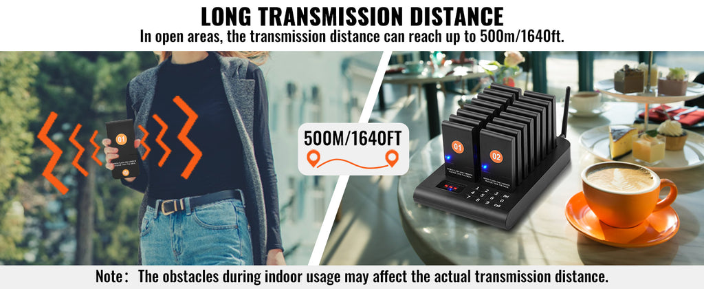 Wireless Restaurant Pager System — Guest Calling Beepers with Vibration & Flashing