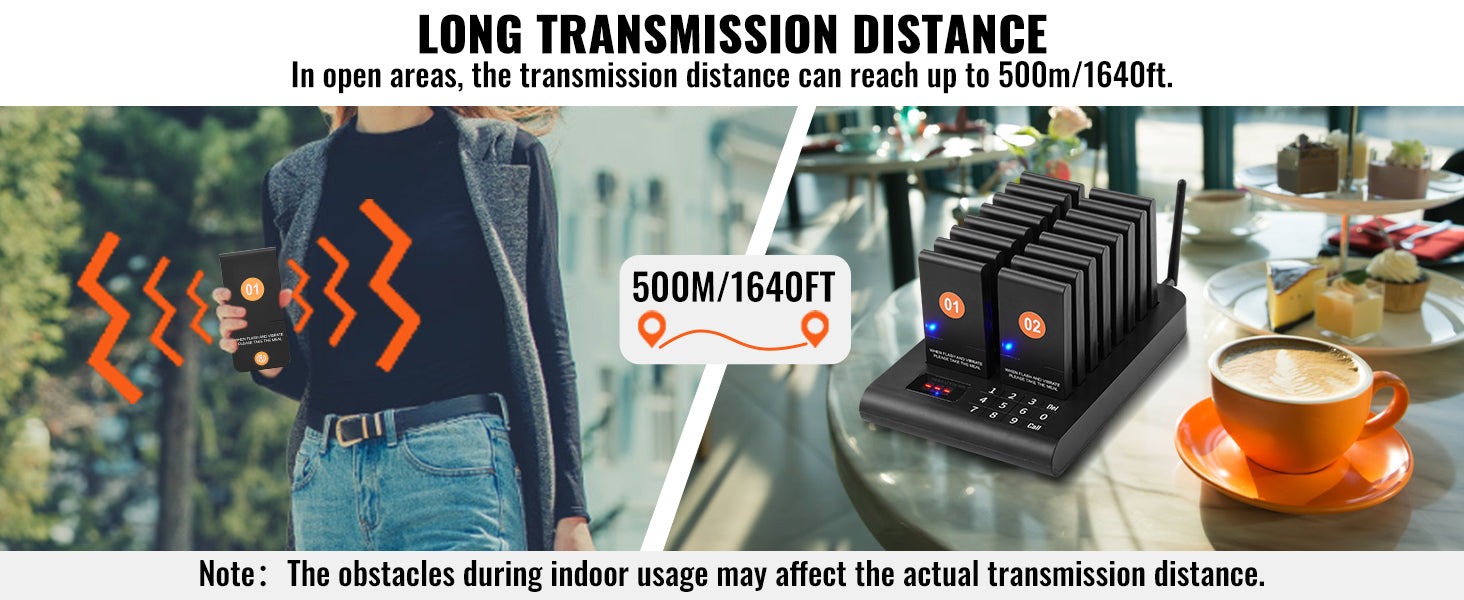 Wireless Restaurant Pager System — Guest Calling Beepers with Vibration & Flashing