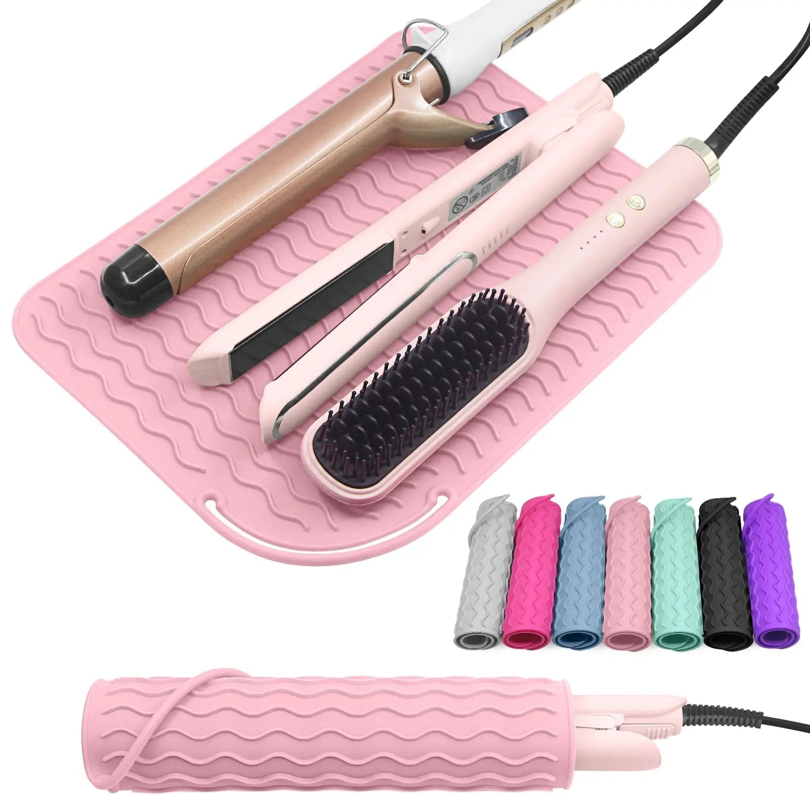 Silicone Heat Resistant Mat for Hair Tools — Flat Iron, Curling Wand & Straightener Pad, Travel-Friendly - Authority Asset Brand