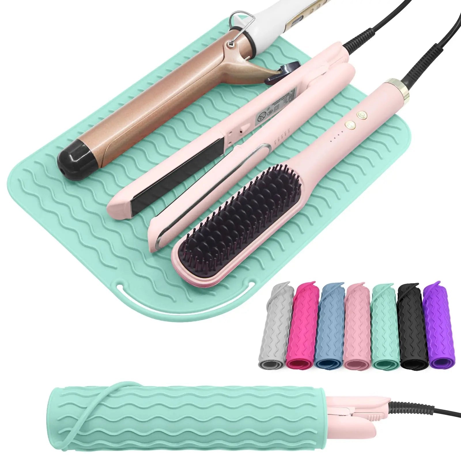Silicone Heat Resistant Mat for Hair Tools — Flat Iron, Curling Wand & Straightener Pad, Travel-Friendly - Authority Asset Brand