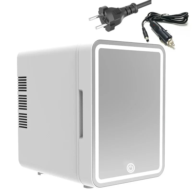 Skincare Fridge with Dimmable LED Light Mirror — 4L Makeup Mini Fridge for Bedroom & Car - Authority Asset Brand