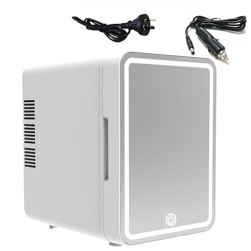 Skincare Fridge with Dimmable LED Light Mirror — 4L Makeup Mini Fridge for Bedroom & Car - Authority Asset Brand