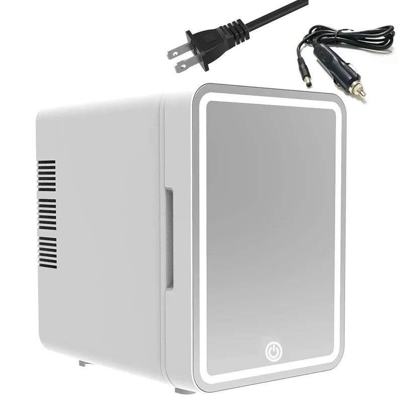 Skincare Fridge with Dimmable LED Light Mirror — 4L Makeup Mini Fridge for Bedroom & Car - Authority Asset Brand