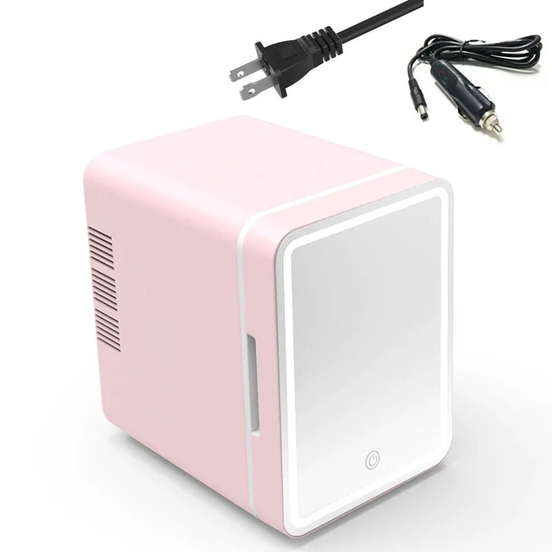 Skincare Fridge with Dimmable LED Light Mirror — 4L Makeup Mini Fridge for Bedroom & Car - Authority Asset Brand