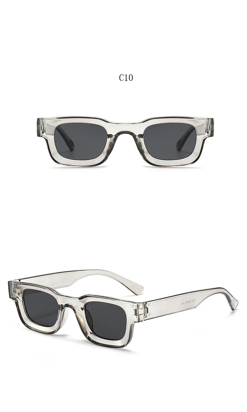 Small Rectangle Thick Frame Sunglasses | UV400 Unisex Square Shades for Men & Women - Authority Asset Brand