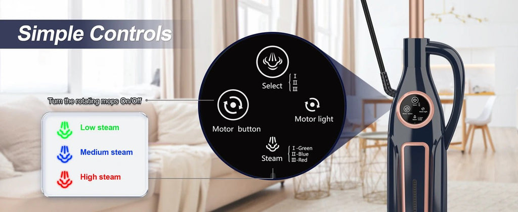 Steam Mop Cleaner with Rotating Mop Pad — 10-in-1, 1300W, 3 Steam Modes, Spin Scrubbing - Authority Asset Brand