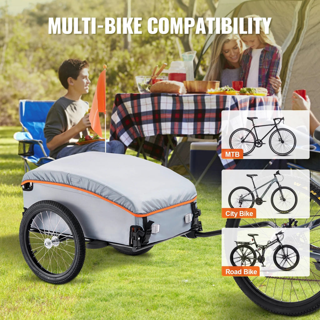 SucceBuy 100lbs Bike Cargo Trailer Foldable Bicycle Wagon Cart with Waterproof Cover & Safe Reflectors Fits 22"-28" Bike Wheel - Authority Asset Brand
