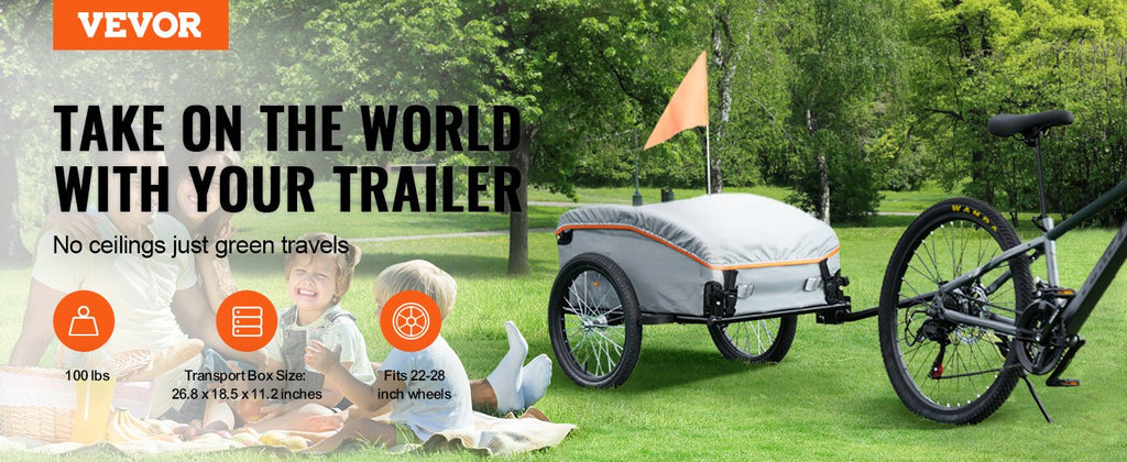 SucceBuy 100lbs Bike Cargo Trailer Foldable Bicycle Wagon Cart with Waterproof Cover & Safe Reflectors Fits 22"-28" Bike Wheel - Authority Asset Brand