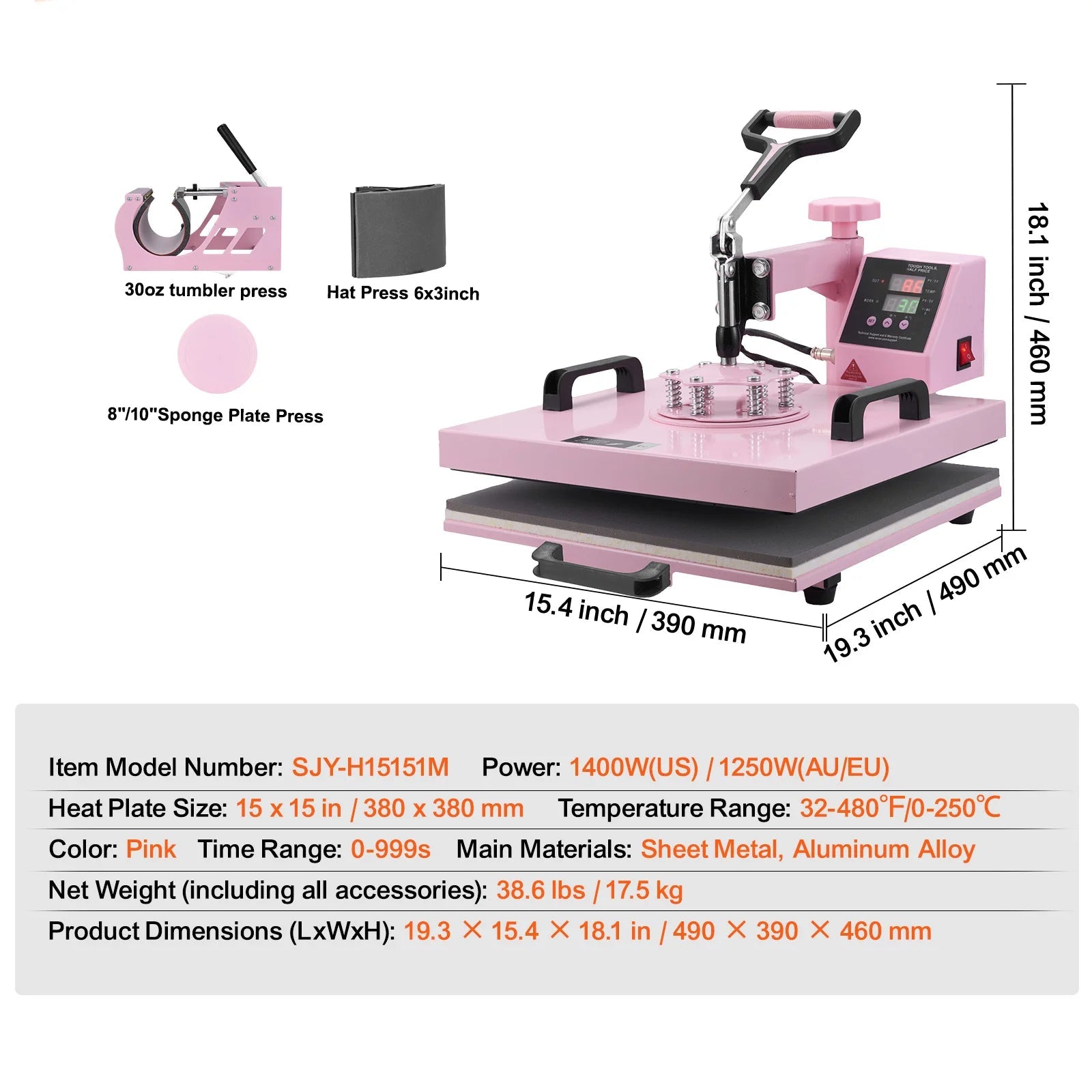 SucceBuy 8-in-1 Heat Press Machine — 360° Swing Away, 12x15" or 15x15", T-Shirts, Mugs, Hats & Plates - Authority Asset Brand