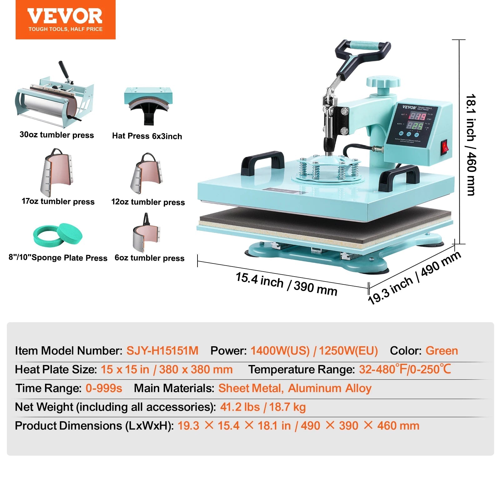 SucceBuy 8-in-1 Heat Press Machine — 360° Swing Away, 12x15" or 15x15", T-Shirts, Mugs, Hats & Plates - Authority Asset Brand