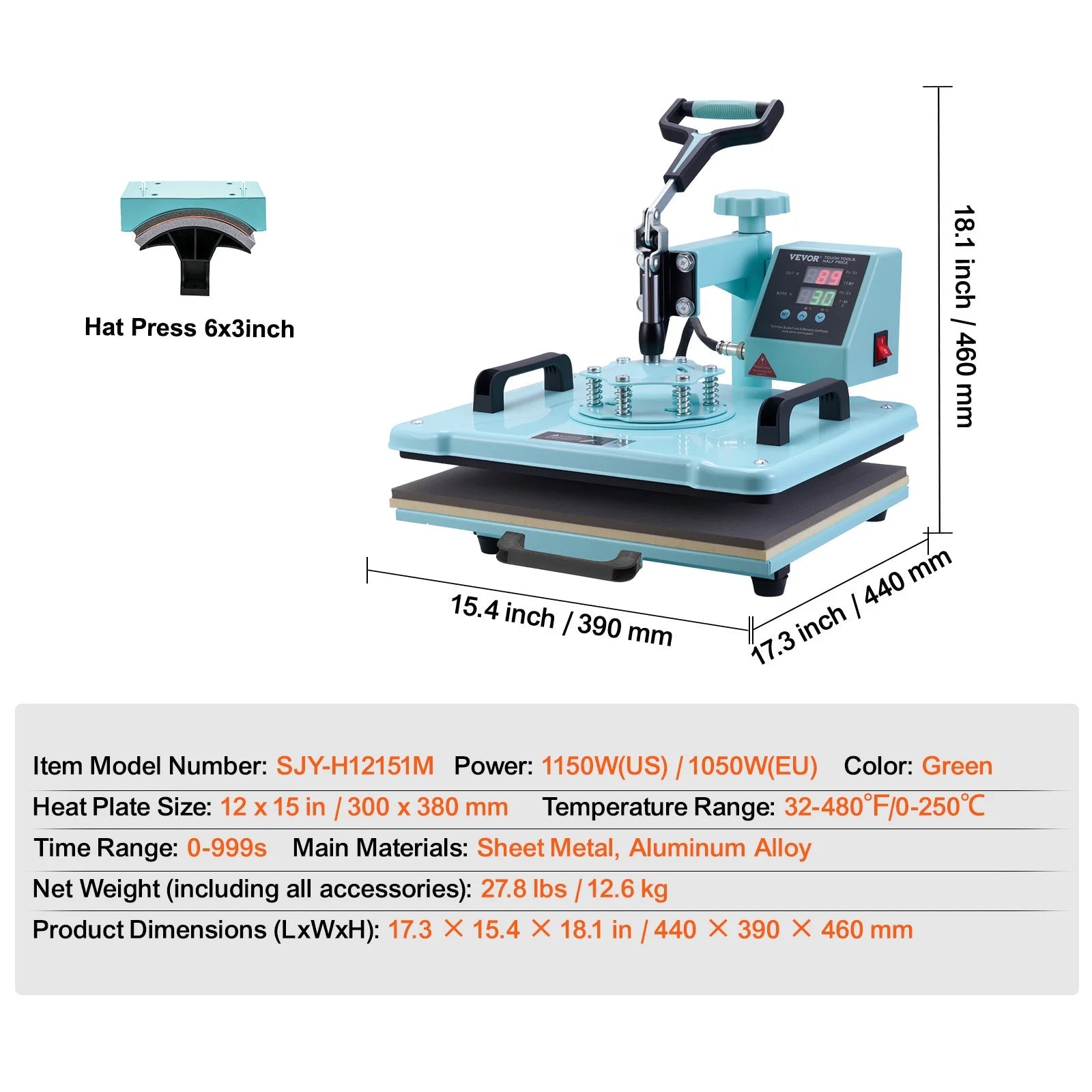SucceBuy 8-in-1 Heat Press Machine — 360° Swing Away, 12x15" or 15x15", T-Shirts, Mugs, Hats & Plates - Authority Asset Brand
