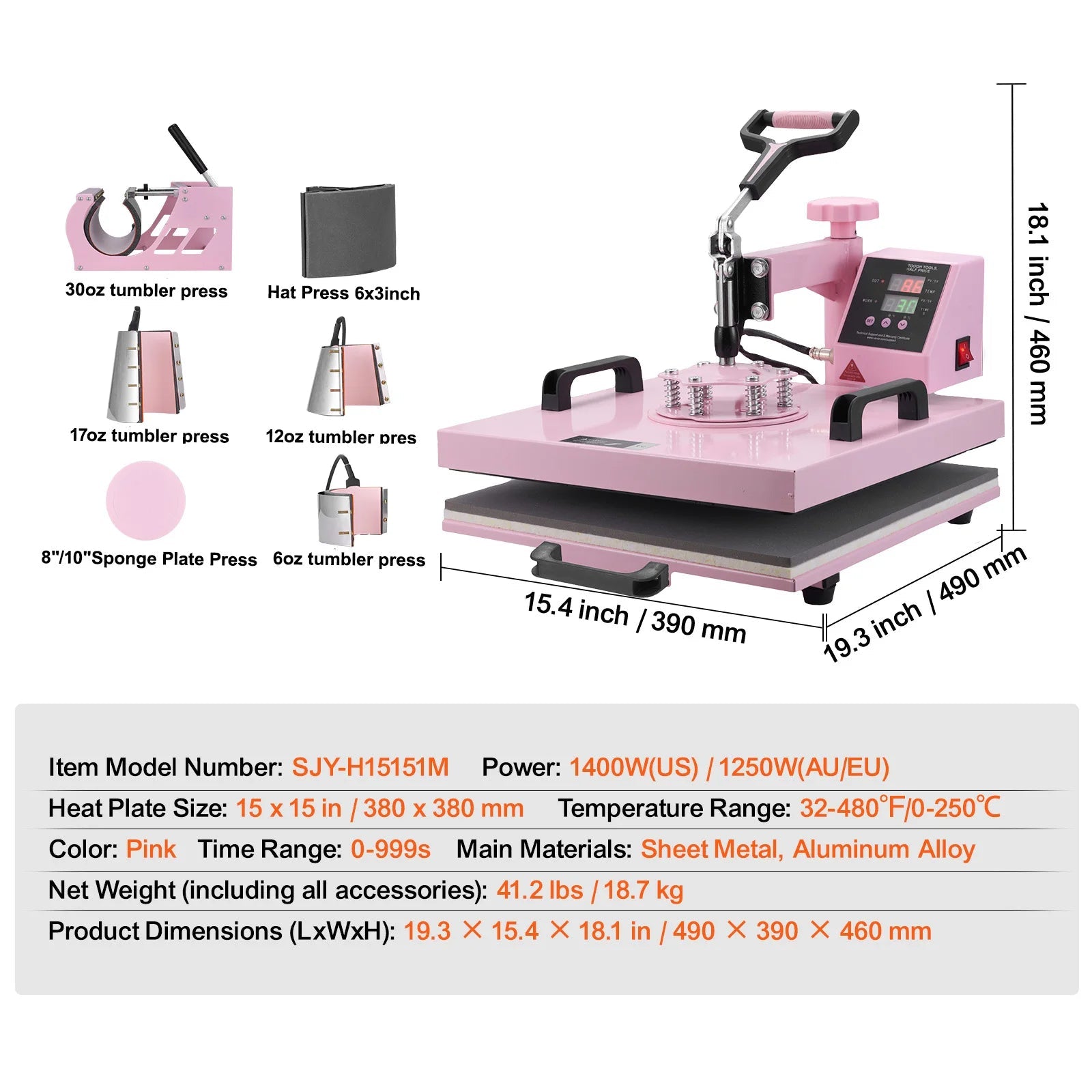 SucceBuy 8-in-1 Heat Press Machine — 360° Swing Away, 12x15" or 15x15", T-Shirts, Mugs, Hats & Plates - Authority Asset Brand