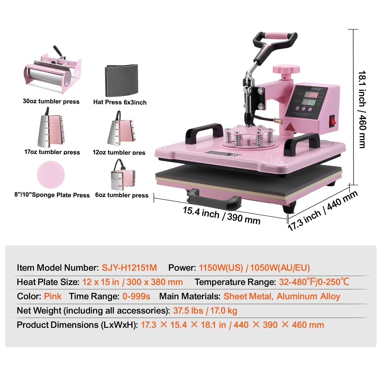 SucceBuy 8-in-1 Heat Press Machine — 360° Swing Away, 12x15" or 15x15", T-Shirts, Mugs, Hats & Plates - Authority Asset Brand