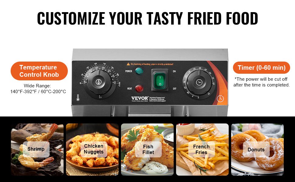 SucceBuy Commercial Electric Deep Fryer — 9.5Qt Stainless Steel Countertop Fryer with Basket, Timer & Temp Control - Authority Asset Brand
