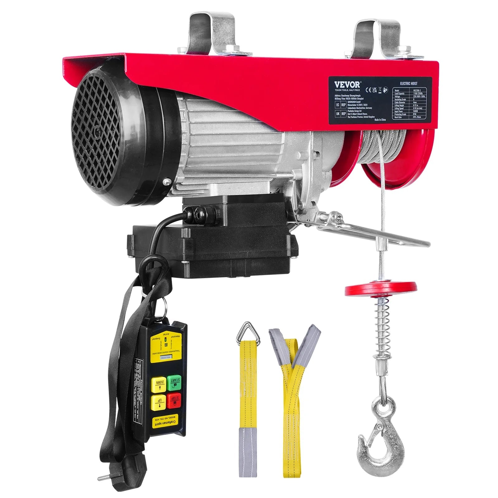 SucceBuy Electric Hoist Lifting Crane — 400-1000kg, Wireless Remote, Pure Copper Motor, CE Certified - Authority Asset Brand