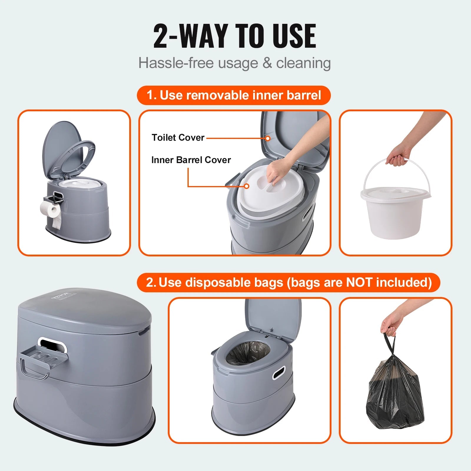 SucceBuy Portable Toilet for Camping — 1.3 Gal Detachable Bucket, 300 lb Capacity, Odor-Seal Lid - Authority Asset Brand