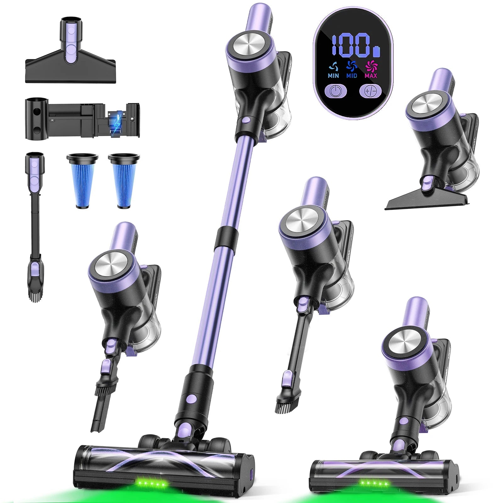 SUXIANGVAC Cordless Stick Vacuum Cleaner — 500W 55Kpa, 55-Min Runtime, Anti-Tangle, HEPA, Self-Standing - Authority Asset Brand