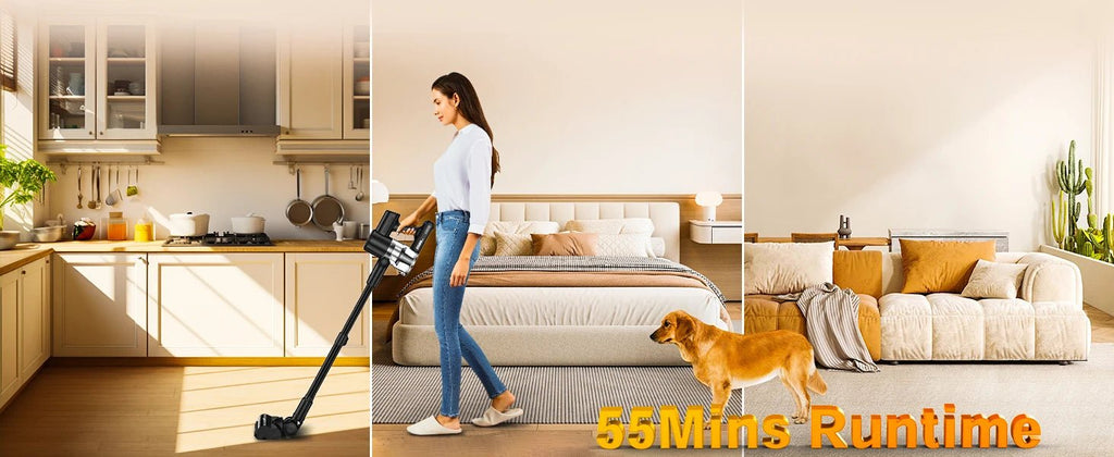 SUXIANGVAC Cordless Stick Vacuum Cleaner — 500W 55Kpa, 55-Min Runtime, Anti-Tangle, HEPA, Self-Standing - Authority Asset Brand