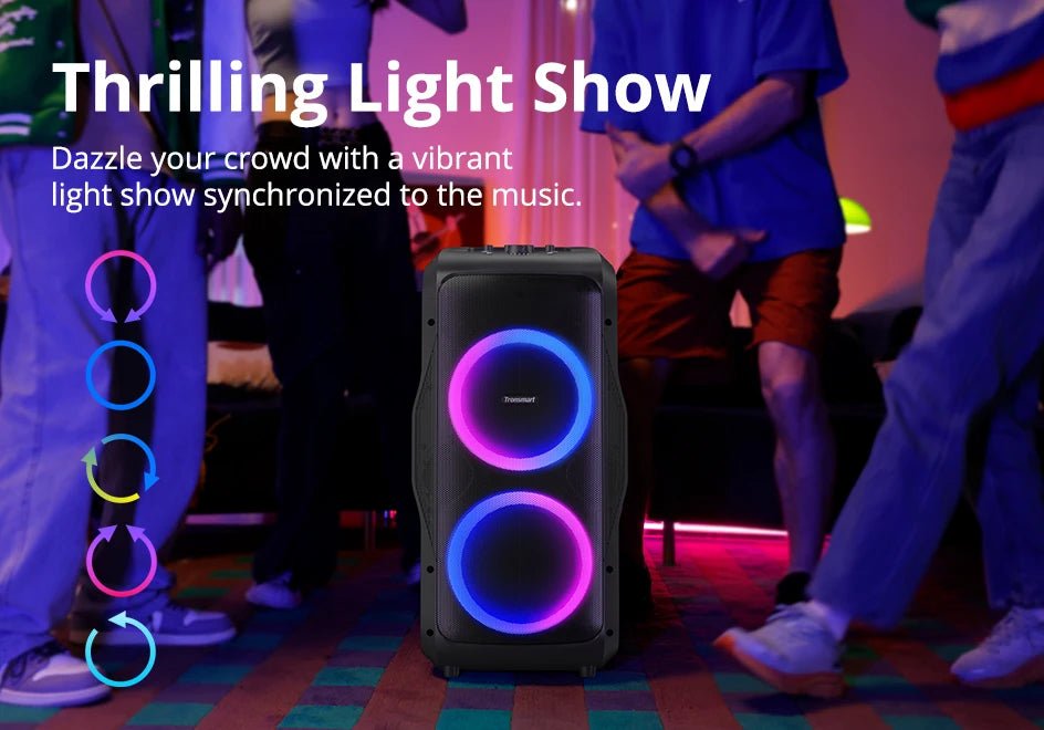 Tronsmart Halo 300 Party Speaker 240W — Bluetooth 5.3, 20H Battery, Mic/Guitar/XLR Input, Light Show - Authority Asset Brand