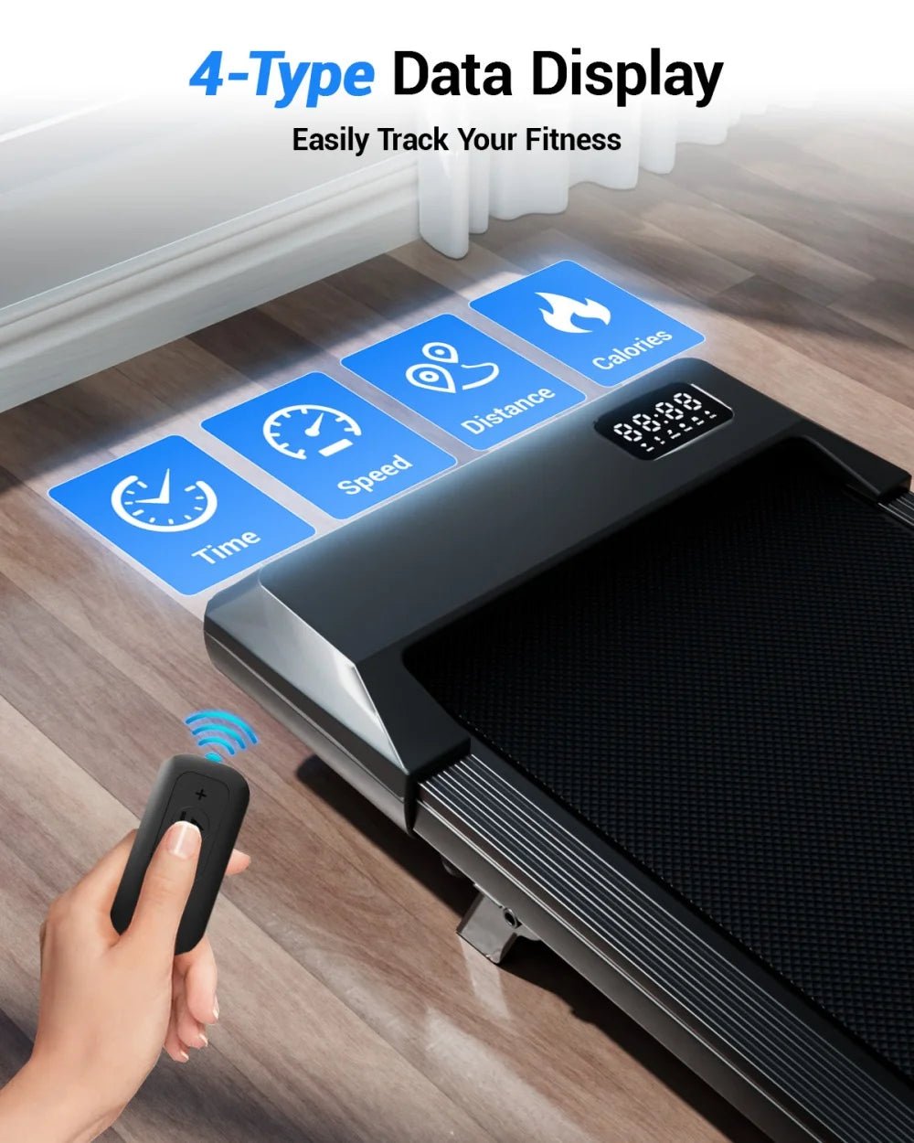Under Desk Treadmill Walking Pad — 2.5HP, 300 lb Capacity, Bluetooth App, LED Display - Authority Asset Brand