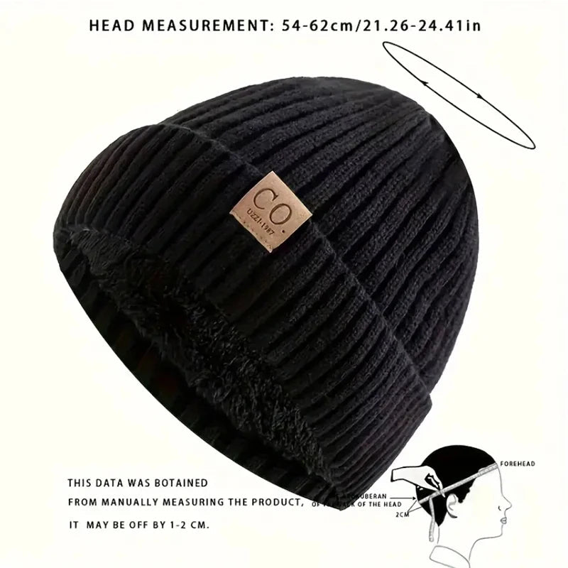 Unisex Two-Tone Fur Lined Winter Beanie Hat — Warm Knitted Fashion Cap for Men & Women - Authority Asset Brand