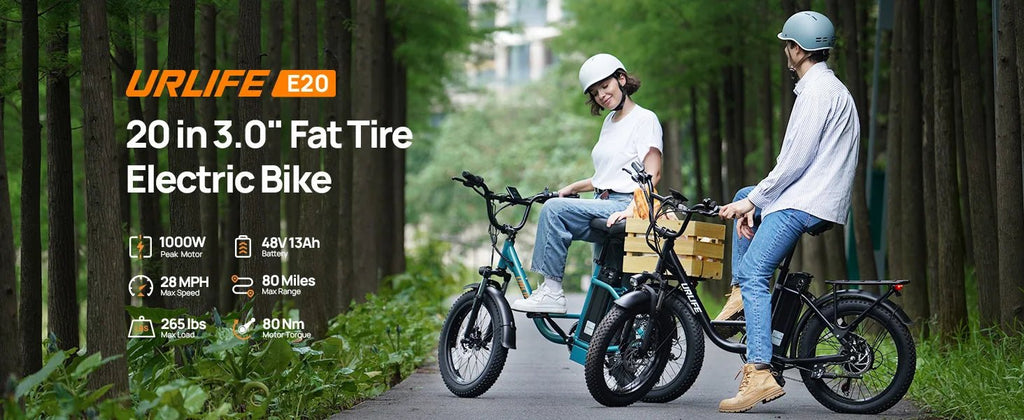URLIFE E20 1000W Fat Tire Electric Bike — 48V 13Ah, 28MPH, 80-Mile Range, 7-Speed, Dual Disc Brake - Authority Asset Brand