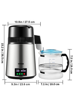 SucceBuy 4L Water Distiller Purifier Filter — Touch Screen, 5-Stage Filtration, 1L/H Distilling Speed