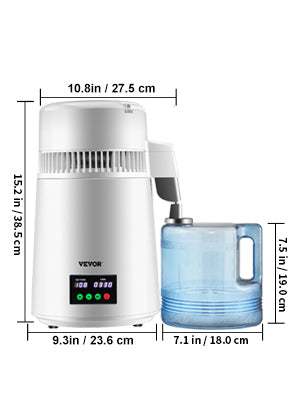 SucceBuy 4L Water Distiller Purifier Filter — Touch Screen, 5-Stage Filtration, 1L/H Distilling Speed