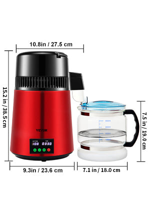 SucceBuy 4L Water Distiller Purifier Filter — Touch Screen, 5-Stage Filtration, 1L/H Distilling Speed