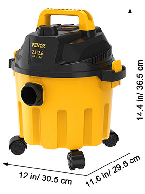 SucceBuy 2.6 Gallon Wet Dry Shop Vac — 2.5 Peak HP, 3-in-1 Vacuum, Blow & Suction with HEPA Filter