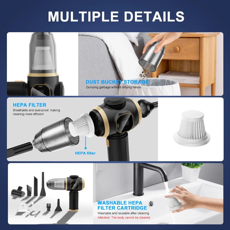 Wireless Car Vacuum Cleaner — Portable Cordless ABS Handheld Vacuum for Car & Home - Authority Asset Brand