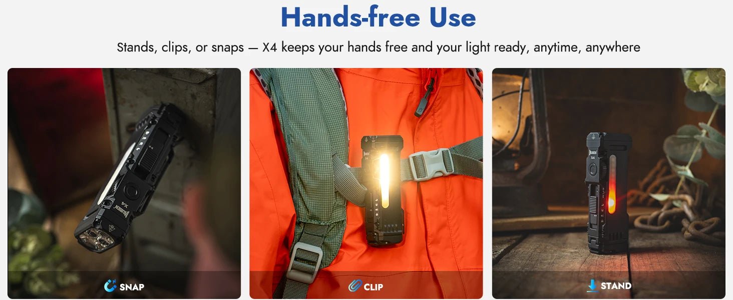 WUBEN X4 EDC Flat Flashlight — 1500 Lumens, RGB Light, Magnetic Base, Tactical Switch, IP68 Waterproof - Authority Asset Brand