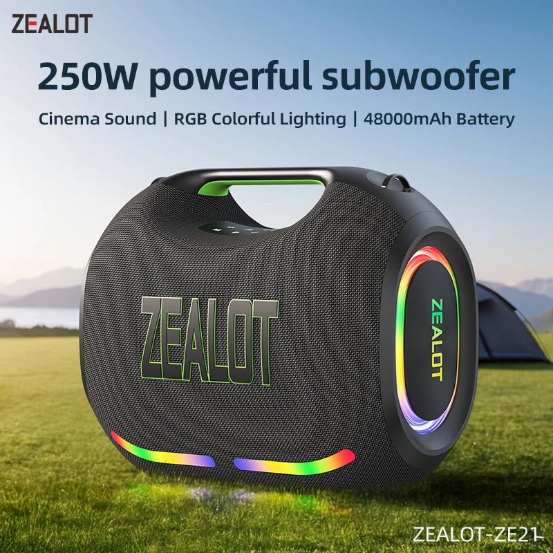 ZEALOT ZE21 250W Portable Bluetooth Speaker — Waterproof, TWS, 48000mAh Power Bank - Authority Asset Brand